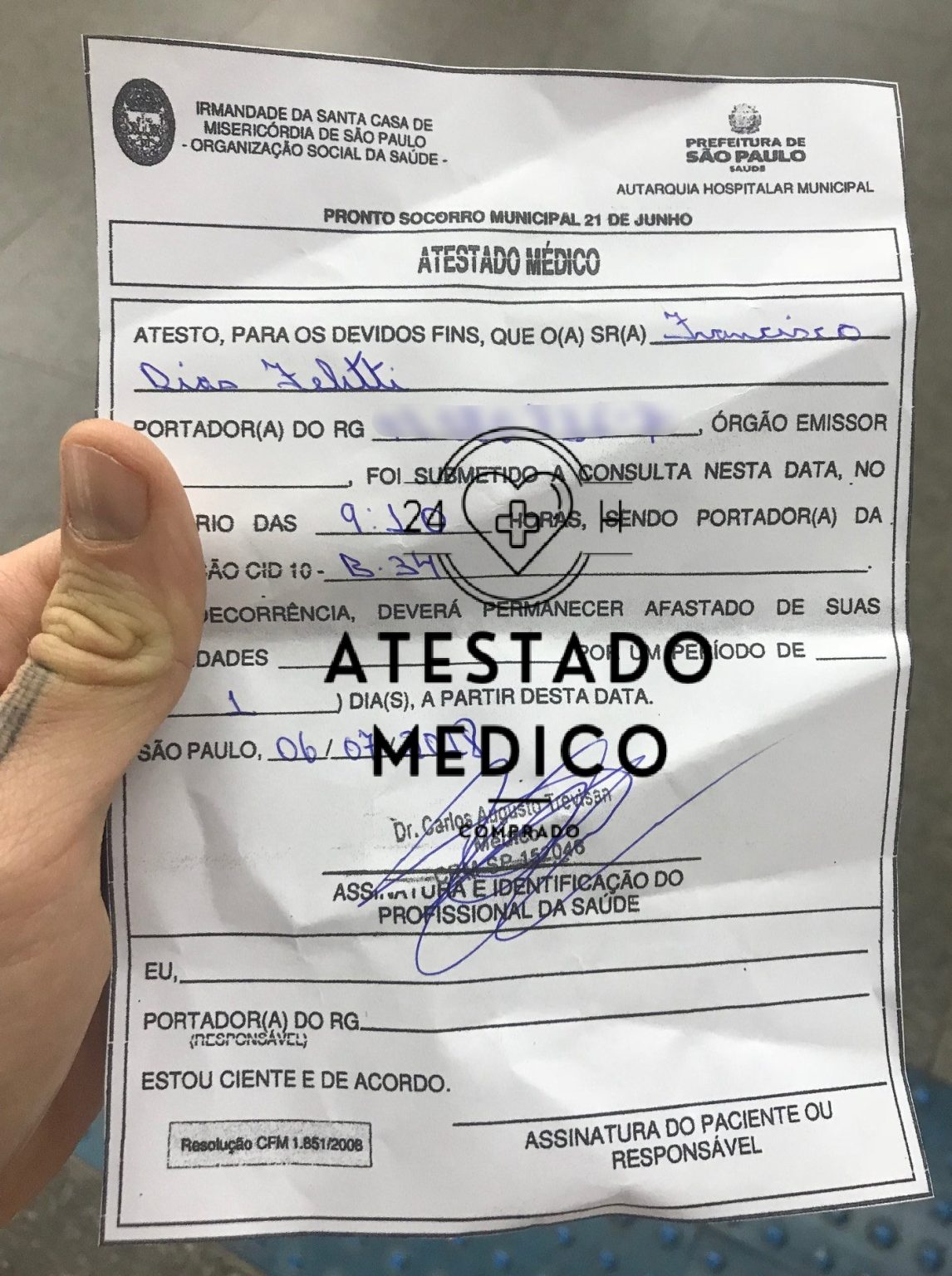 Comprar atestado médico online