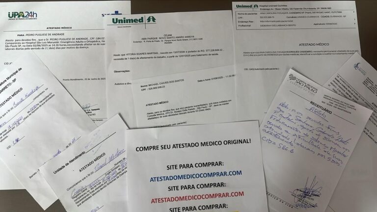 Gestor de RH utilizando computador para confirmar a validade do atestado médico digital.